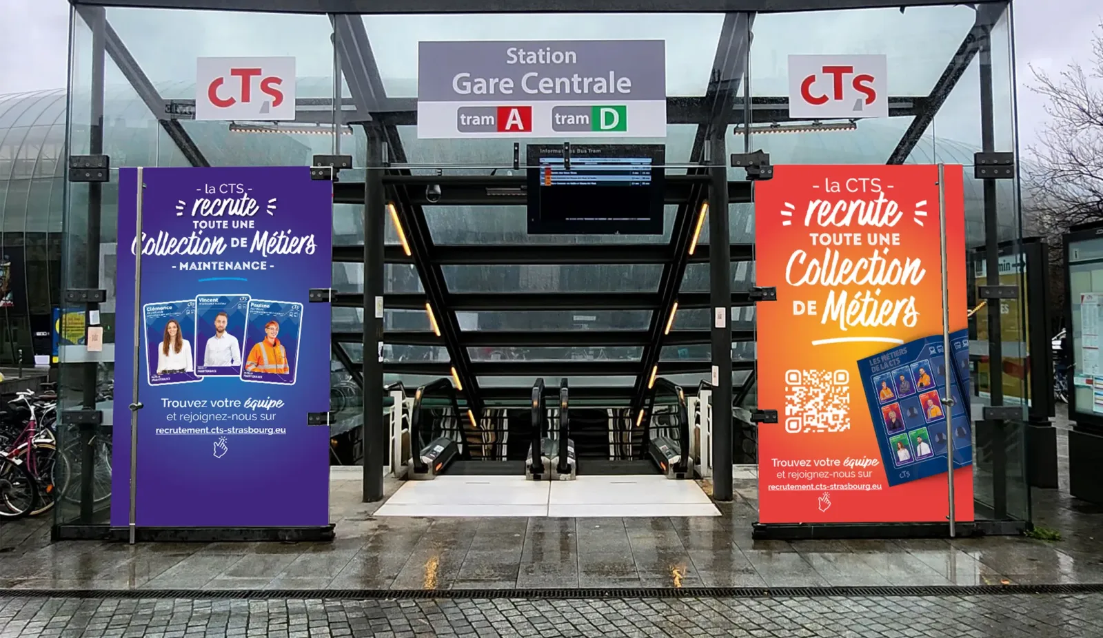 CTS Campagne de recrutement affichage à la gare de Strasbourg