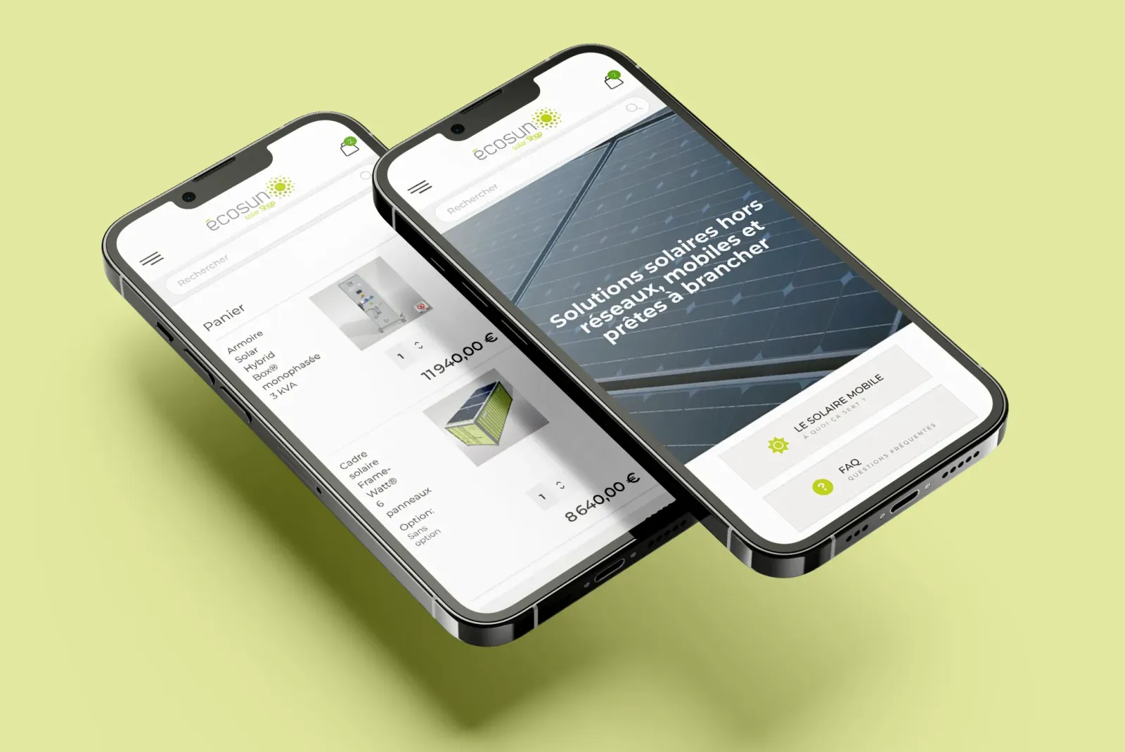 ECOSUN Solar Shop Site e-commerce Prestahop mobile