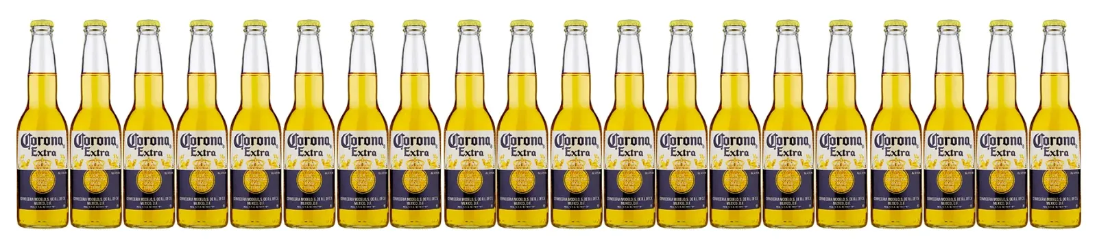 Rangées de bouteilles de bière Corona