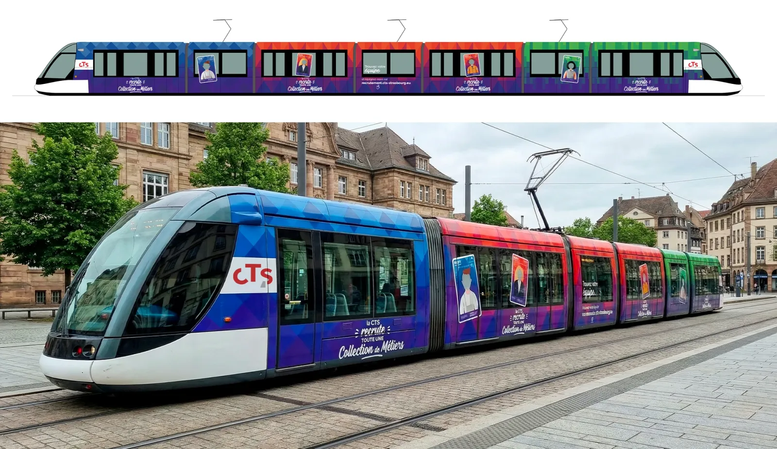Habillage tram CTS recrutement