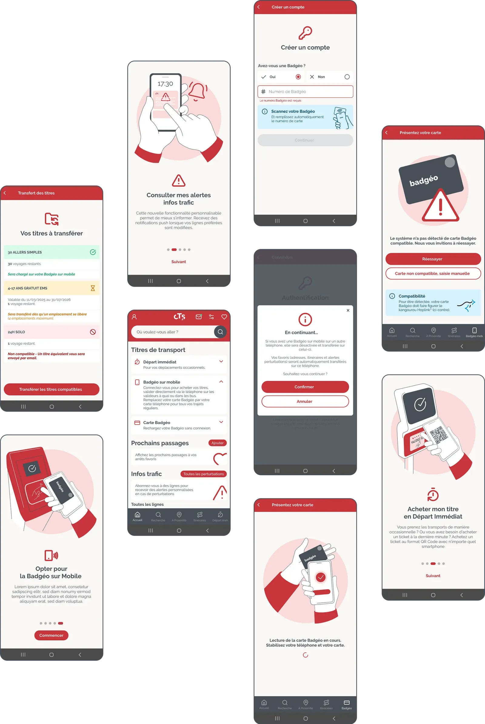 UX/UI design pour appli CTS : quelques exemples d'écrans