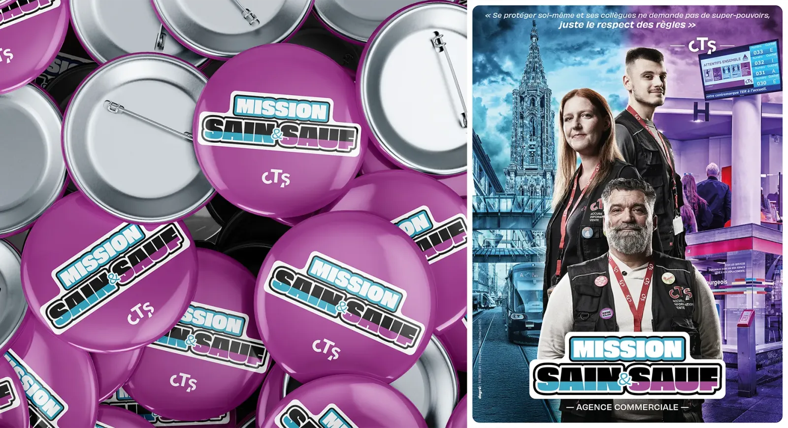 Affiche et badge CTS Missions sain & sauf