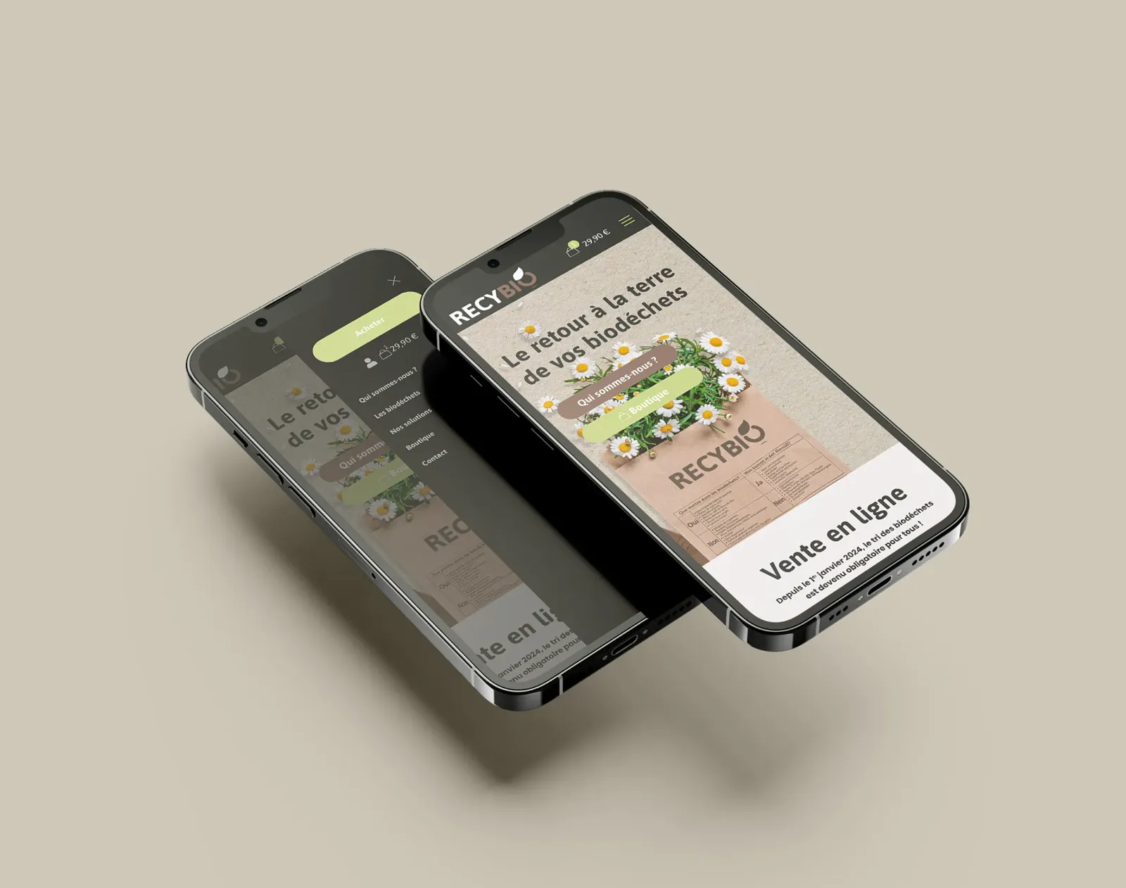 Responsive design site internet mobile RECYBIO