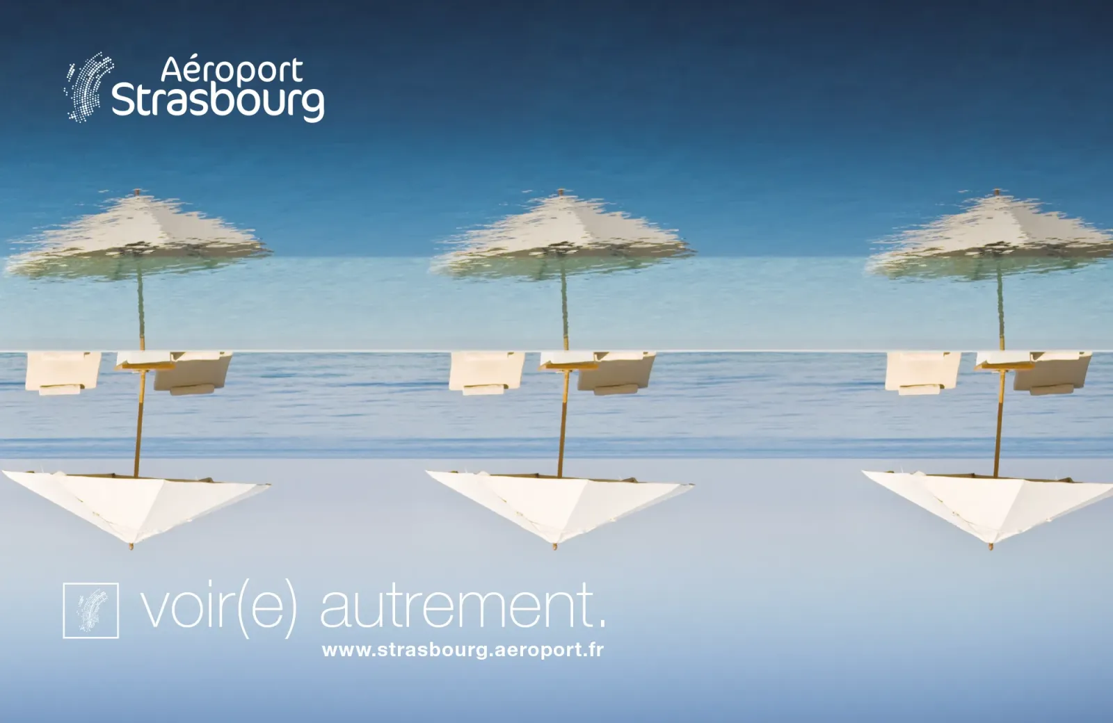 Aéroport de Strasbourg Parasols reflet inversé