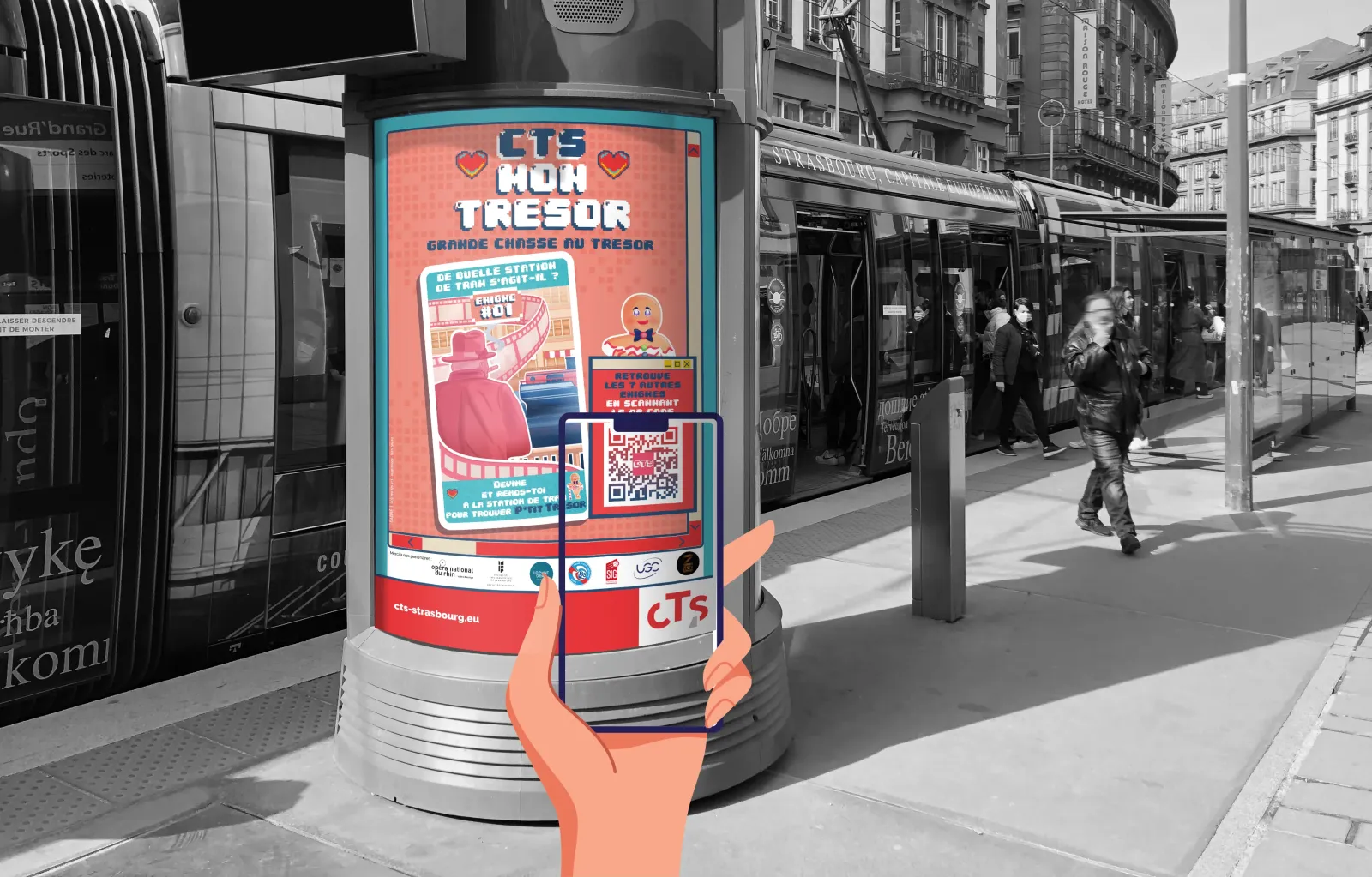 CTS voeux 2022 affiche en station de tram