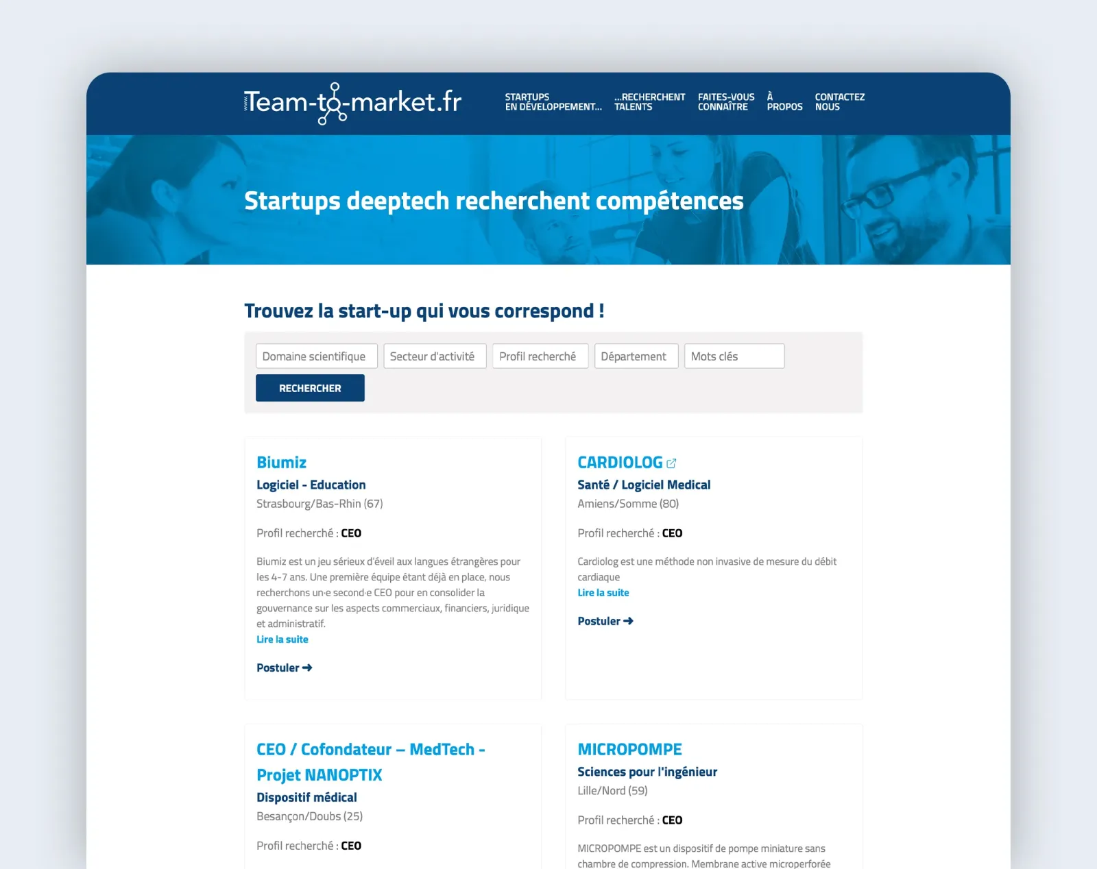 Team-To-Market offres statup deeptech