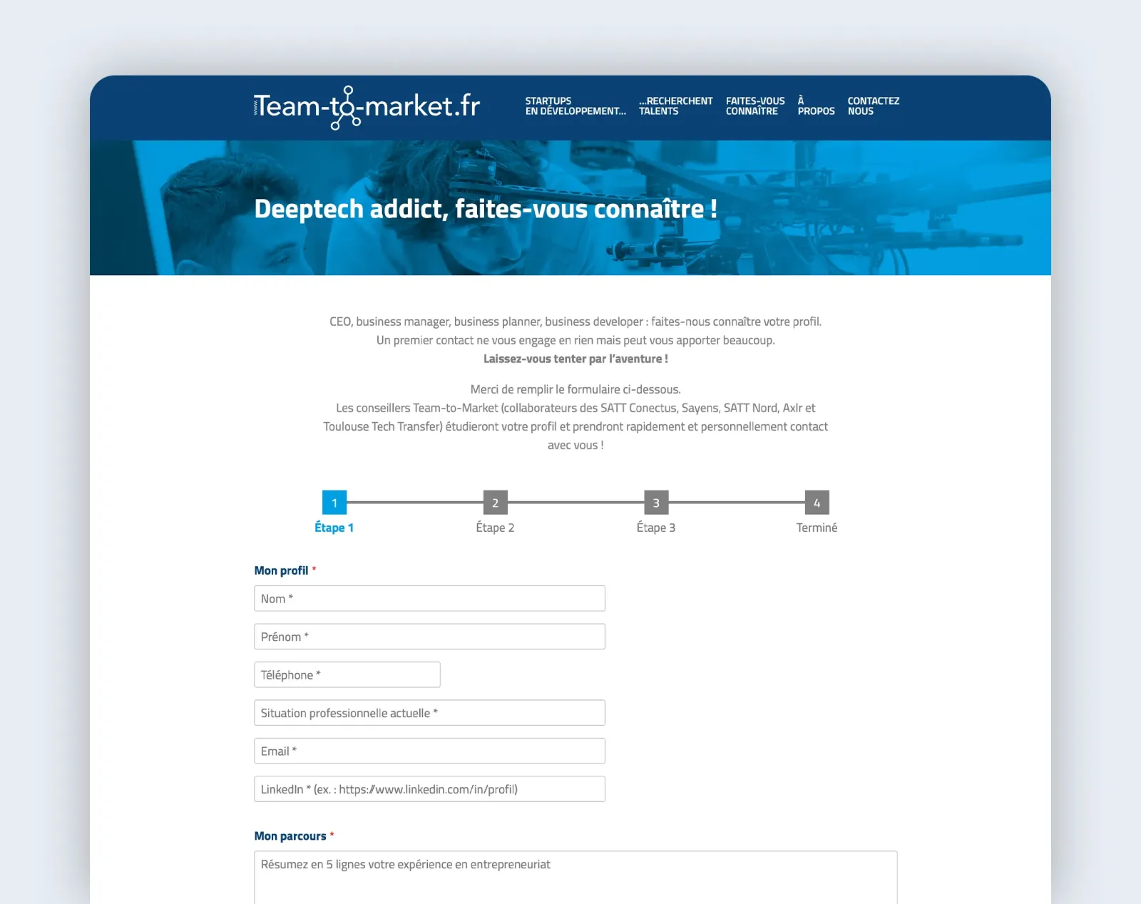 Team-to-Market Dépôt de candidature